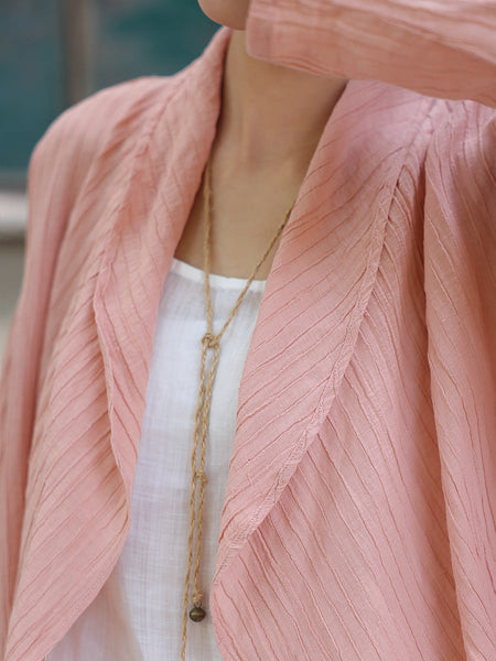 Women Summer Casual Solid Crepe Ramie Shirt Coat CV1039 Ada Fashion