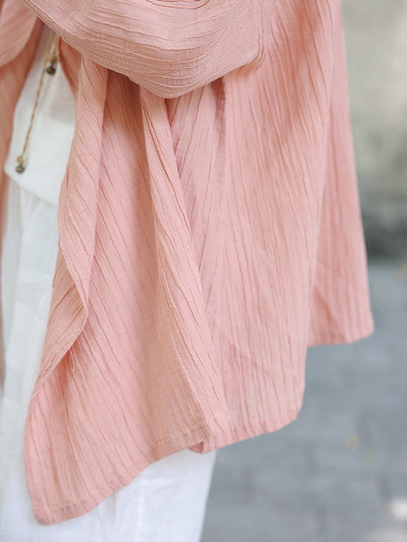 Women Summer Casual Solid Crepe Ramie Shirt Coat CV1039 Ada Fashion