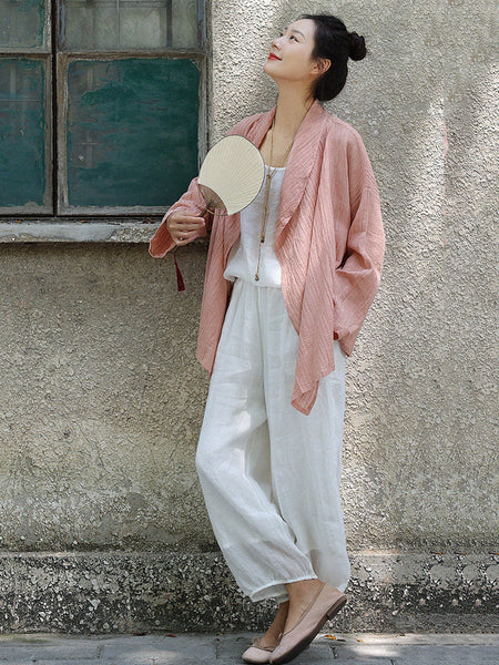 Women Summer Casual Solid Crepe Ramie Shirt Coat CV1039 Ada Fashion