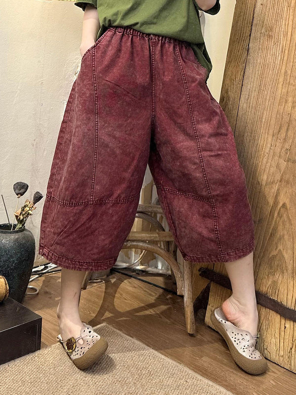 Women Summer Solid Vintage Spliced Harem Pants CV1003 Ada Fashion
