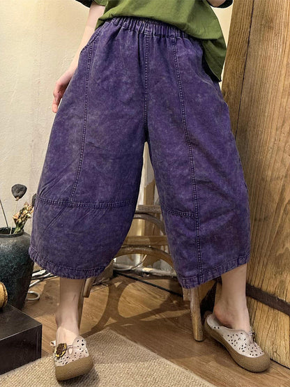 Women Summer Solid Vintage Spliced Harem Pants CV1003 Ada Fashion