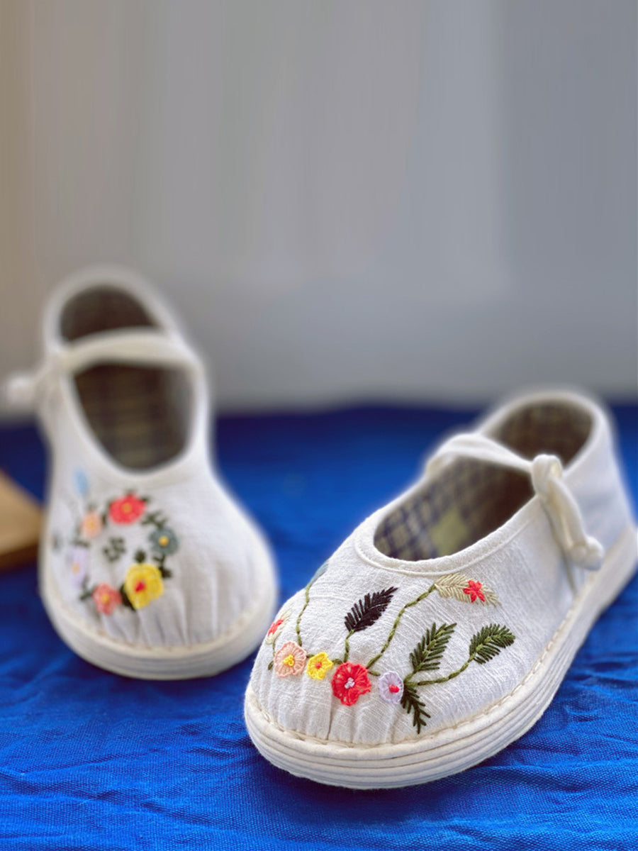 Women Summer Vintage Floral Embrodery Cloth Shoes RR1022 YSX