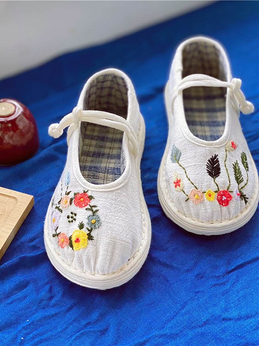 Women Summer Vintage Floral Embrodery Cloth Shoes RR1022 YSX