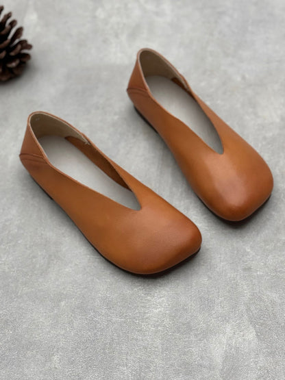 Women Summer Solid Soft Leather Low Heel Shoes OO1028 ZYXY