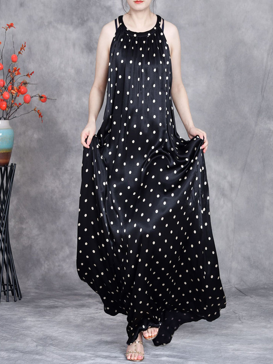 Women Summer Elegant Dot Loose Vest Maxi Dress OP1031 ZSLS