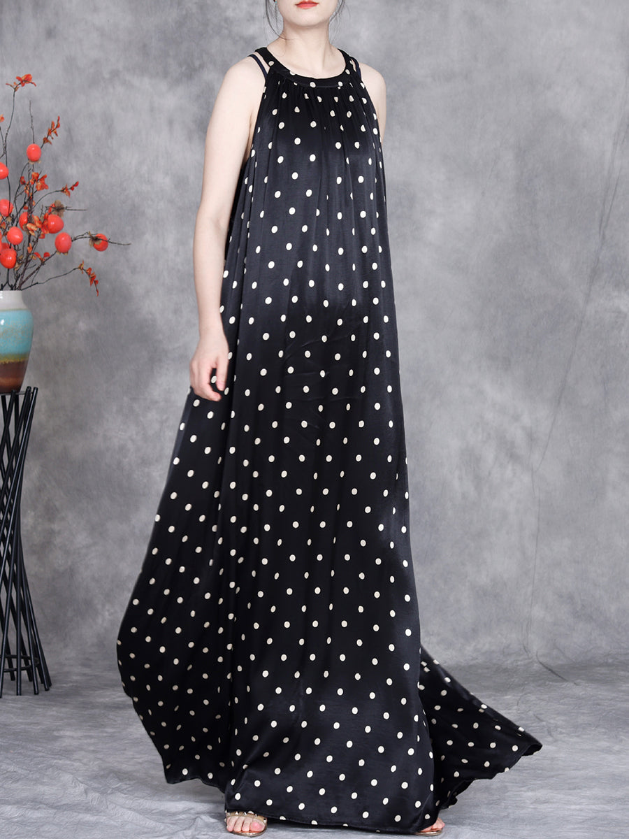 Women Summer Elegant Dot Loose Vest Maxi Dress OP1031 ZSLS