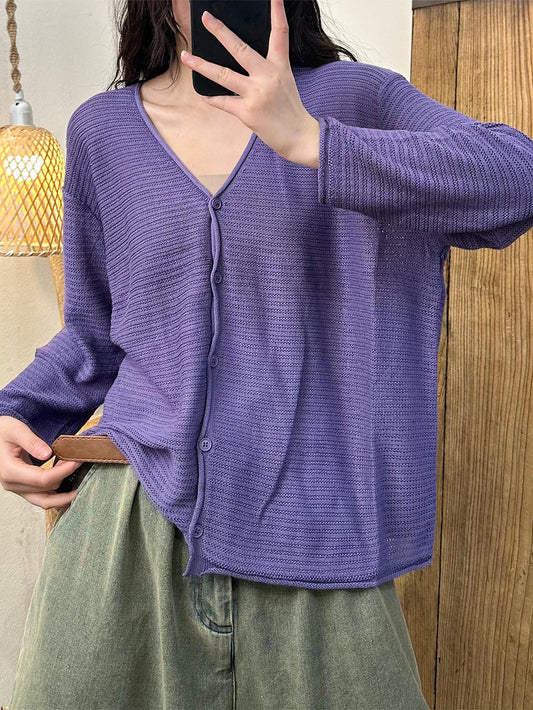 Women Summer Casual Solid Button-Up V-Neck Shirt OO1027 HLCP