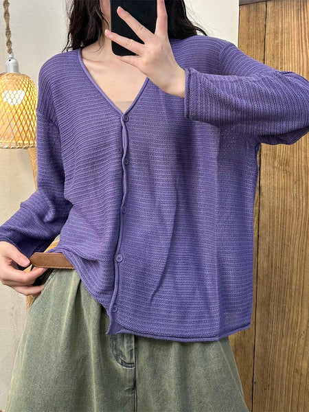 Women Summer Casual Solid Button-Up V-Neck Shirt OO1027 HLCP