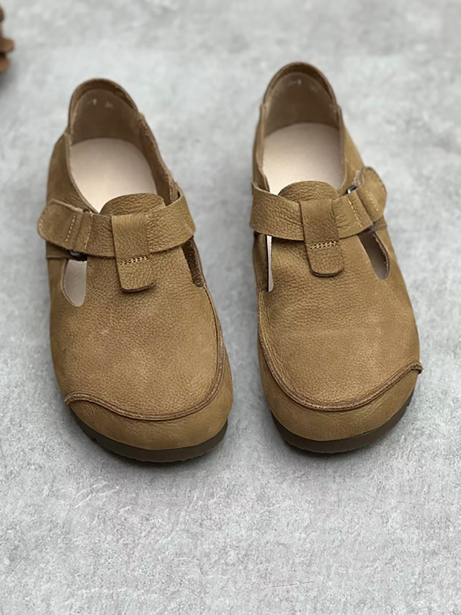 Women Summer Vintage Leather Flat Shoes II1052 ZYXY