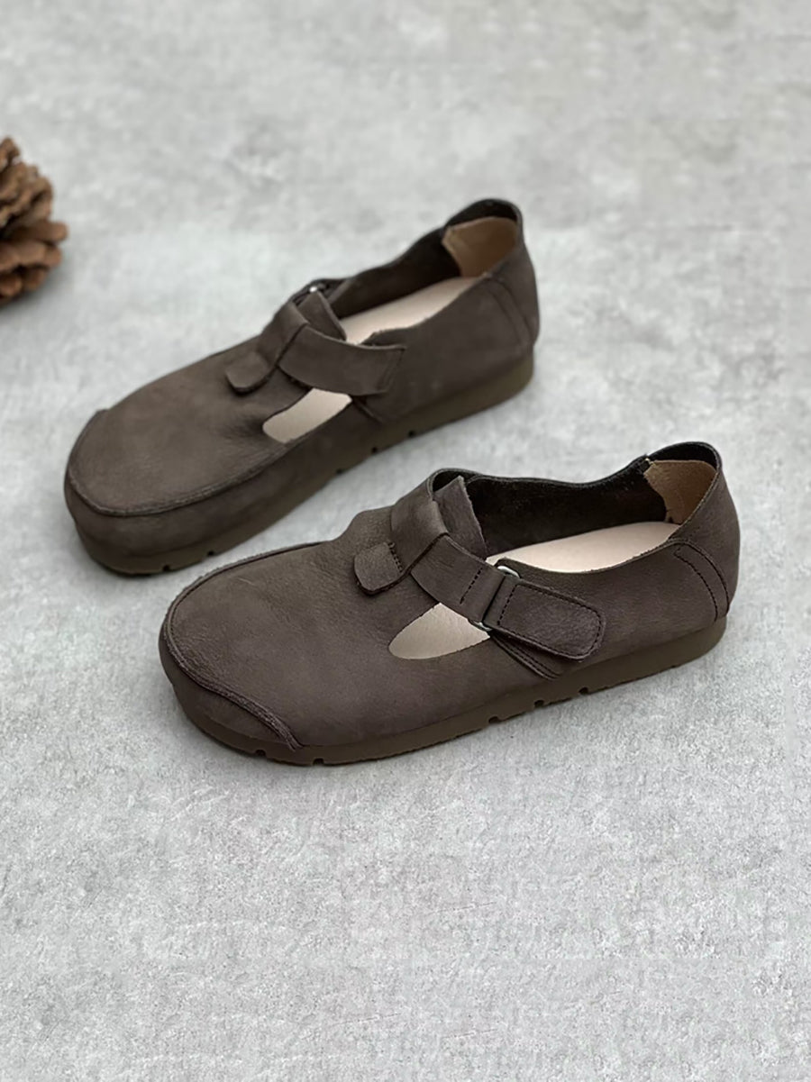 Women Summer Vintage Leather Flat Shoes II1052 ZYXY