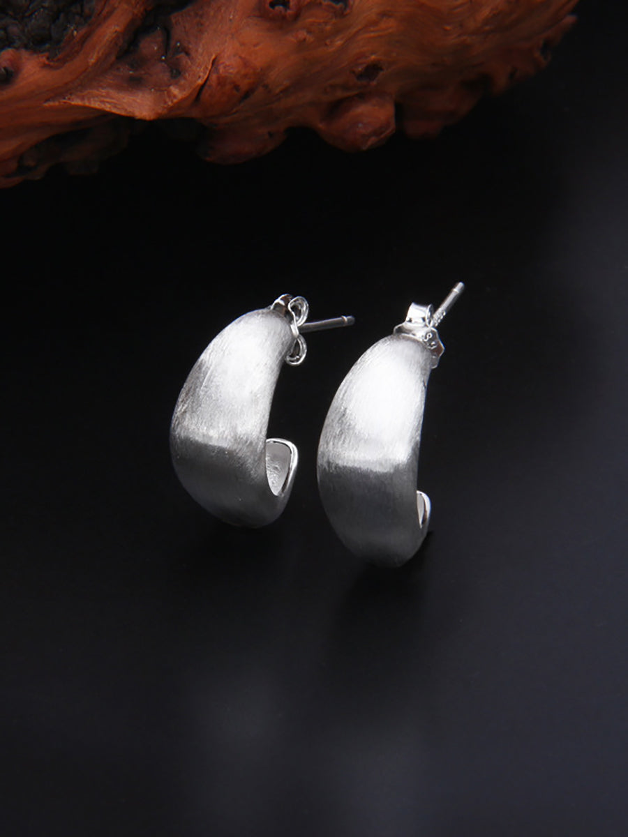 Women Casual S925Sliver C-Shape Ear Studs II1035 BUYKUD