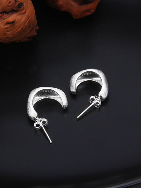 Women Casual S925Sliver C-Shape Ear Studs II1035 BUYKUD