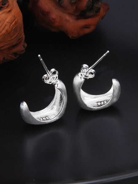 Women Casual S925Sliver C-Shape Ear Studs II1035 BUYKUD
