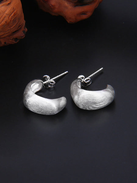 Women Casual S925Sliver C-Shape Ear Studs II1035 BUYKUD