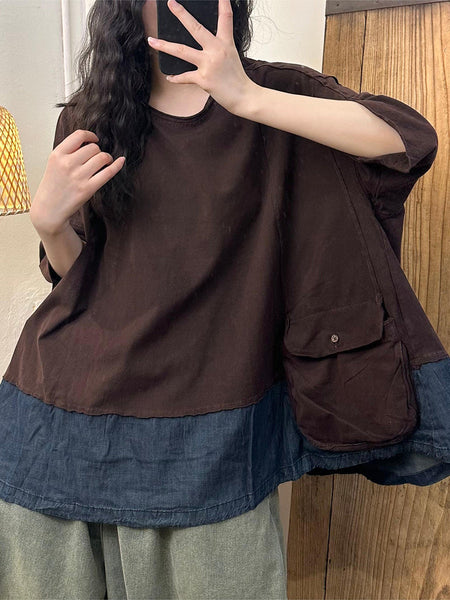 Women Summer Colorblock Casual Cotton Shirt II1053 HLCP