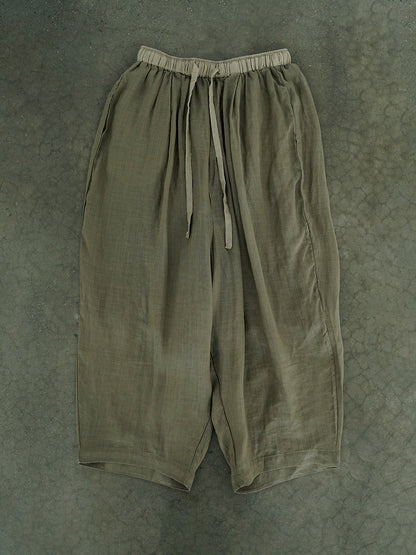 Women Summer Casual Solid Thin Ramie Harem Pants II1012 MH