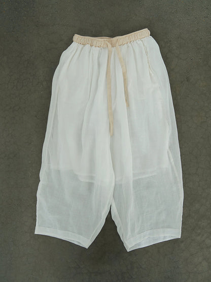 Women Summer Casual Solid Thin Ramie Harem Pants II1012 MH