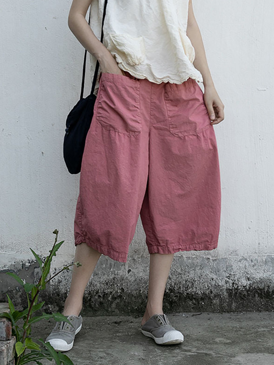 Women Summer Casual Solid Loose Cotton Pants II1027 NLS