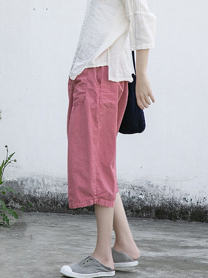 Women Summer Casual Solid Loose Cotton Pants II1027 NLS