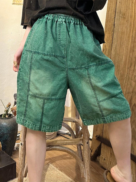 Women Summer Casual Spliced Solid Denim Short Pants PP1024 BUYKUD