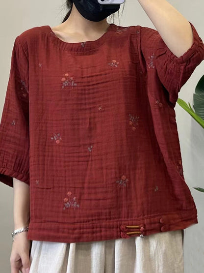 Women Summer Casual Floral Embroidery Cotton Shirt PP1038 GLL