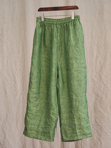 Women Summer 100% Linen  Pure Color Straight Pants HH027 QYMM