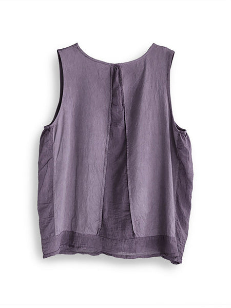 Women Summer Artsy Strap Solid V-Neck Vest HH004 BUYKUD