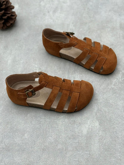 Women Summer Casual Leather Spliced Flat Sandals HH023 ZYXY