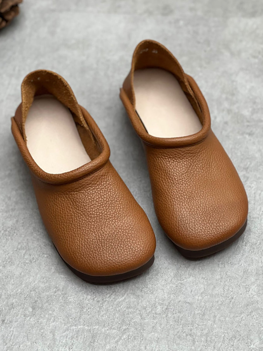 Women Casual Summer Solid Soft Leather Flat Shoes HH022 ZYXY