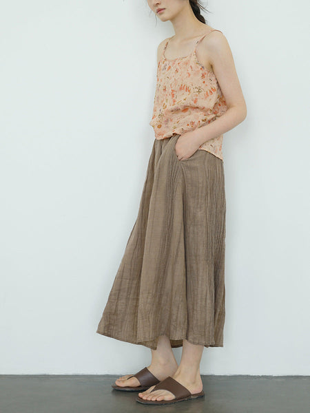 Women Summer Artsy Floral Thin Ramie Vest LL032 BUYKUD