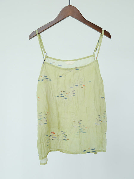 Women Summer Artsy Floral Thin Ramie Vest LL032 BUYKUD
