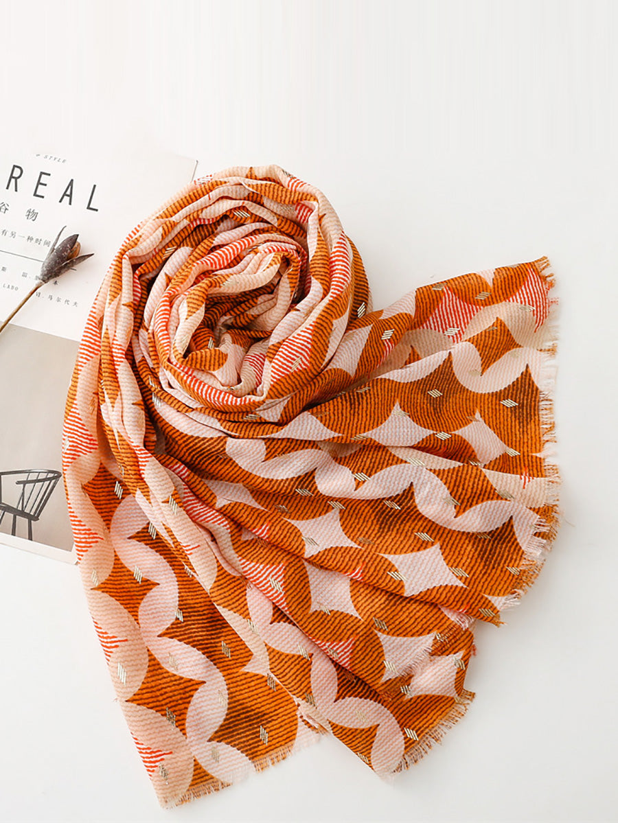 Women Summer Artsy Print Shawl Scarf LL035 BUYKUD