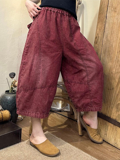 Women Summer Vintage Denim Spliced Harem Pants LL046 HLCP