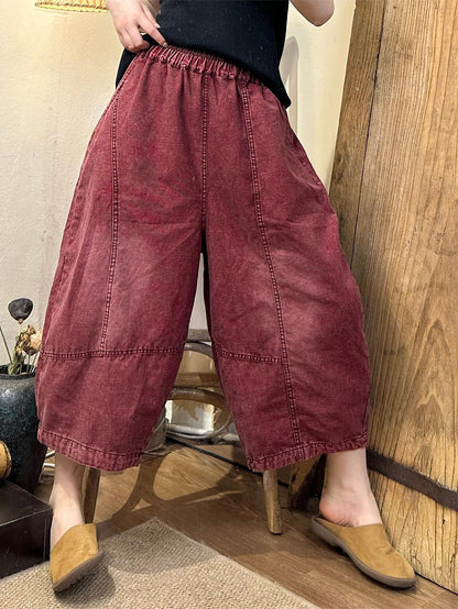 Women Summer Vintage Denim Spliced Harem Pants LL046 HLCP