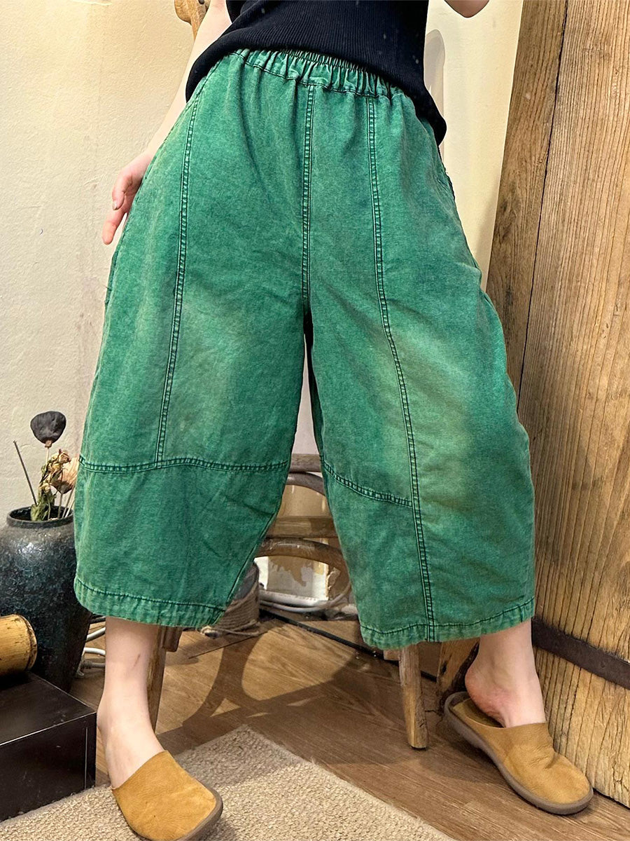 Women Summer Vintage Denim Spliced Harem Pants LL046 HLCP