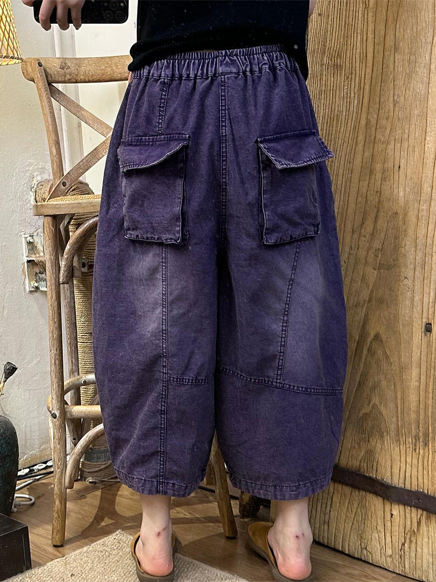 Women Summer Vintage Denim Spliced Harem Pants LL046 HLCP