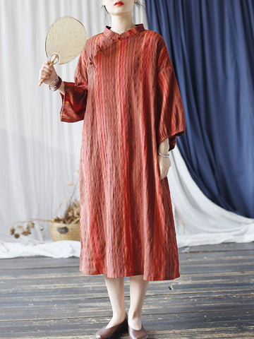 Women Summer Vintage Colorful Print Robe Dress LL019 XIM