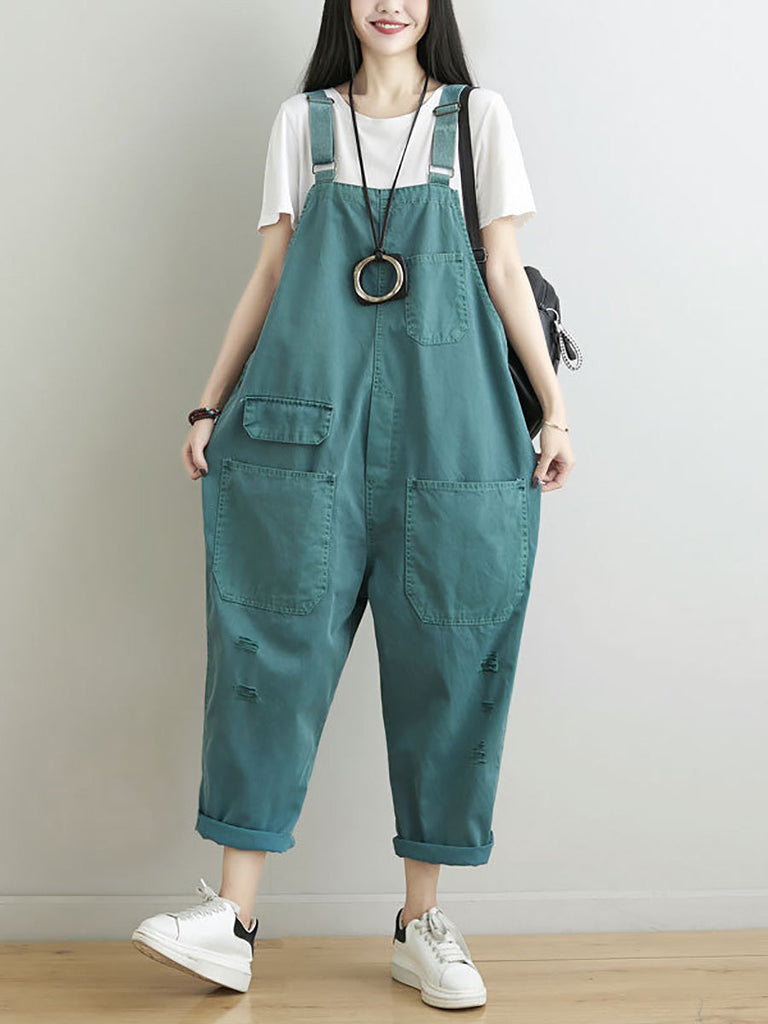 Women Casual Summer Frayed Solid Loose Jumpsuits CC014 YTLSFZ