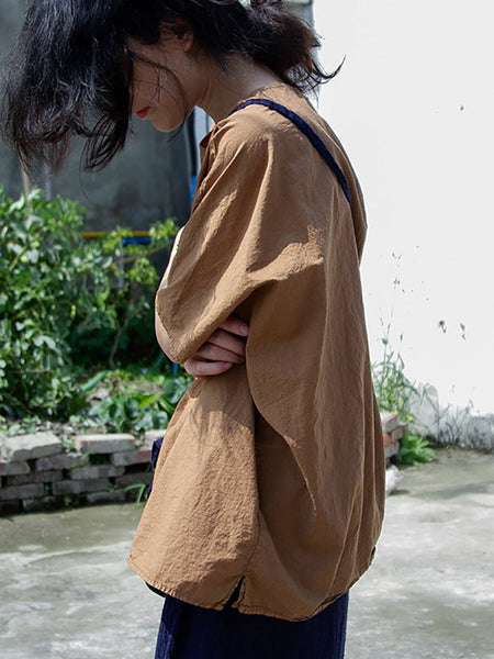 Women Summer Casual Solid Irregular Hem Spliced Cotton Shirt CC022 NLS