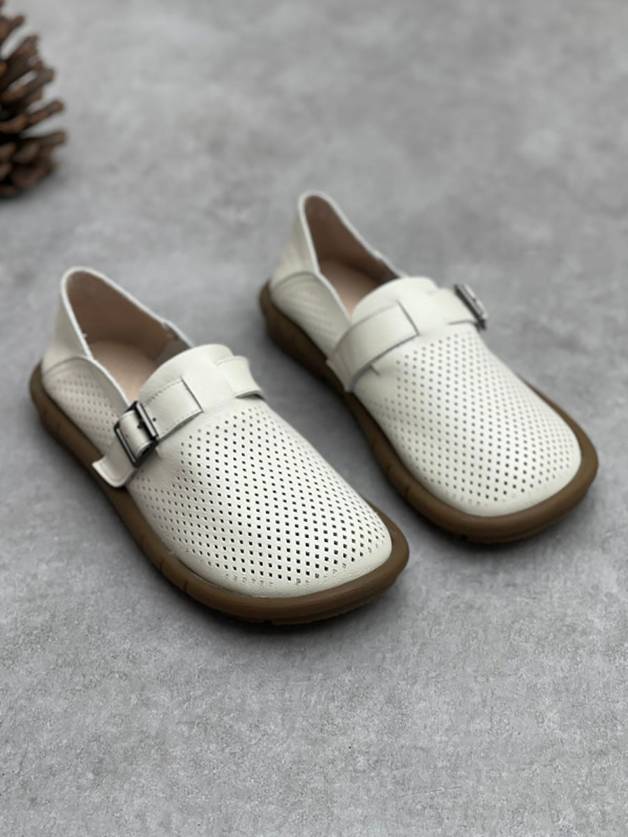 Women Summer Vintage Soft Leather Flat Shoes CC005 ZYXY