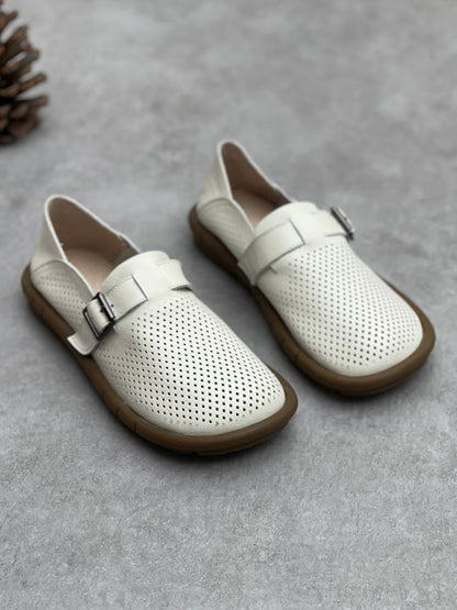 Women Summer Vintage Soft Leather Flat Shoes CC005 ZYXY