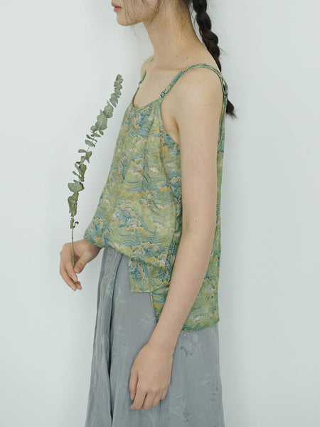 Women Summer Artsy Floral Ramie Vest CX011 MH
