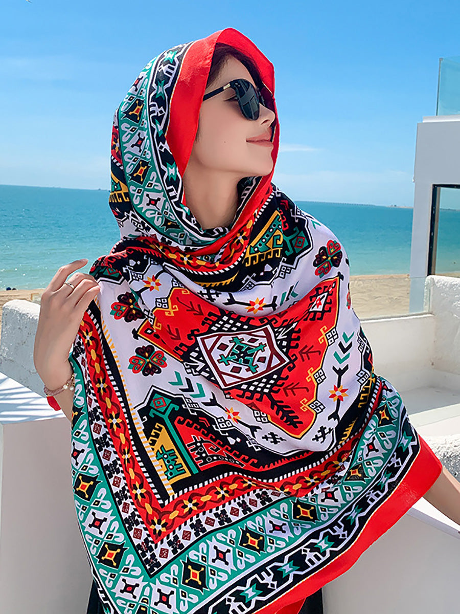 Women Summer Bohemia Print Travel Shawl Scarf CX047 BUYKUD