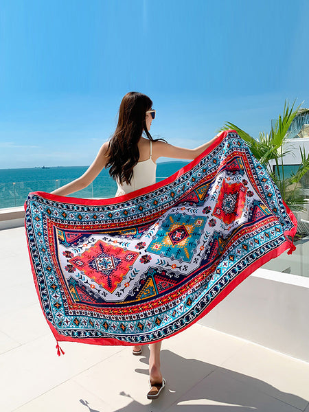 Women Summer Bohemia Print Travel Shawl Scarf CX047 BUYKUD