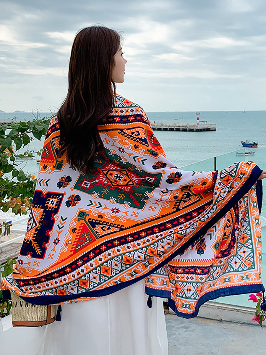 Women Summer Bohemia Print Travel Shawl Scarf CX047 BUYKUD