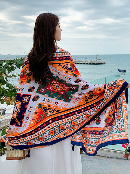Women Summer Bohemia Print Travel Shawl Scarf CX047 BUYKUD