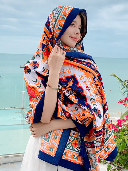 Women Summer Bohemia Print Travel Shawl Scarf CX047 BUYKUD