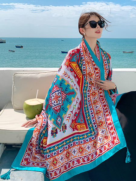 Women Summer Bohemia Print Travel Shawl Scarf CX047 BUYKUD