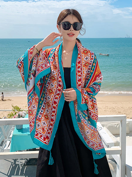 Women Summer Bohemia Print Travel Shawl Scarf CX047 BUYKUD