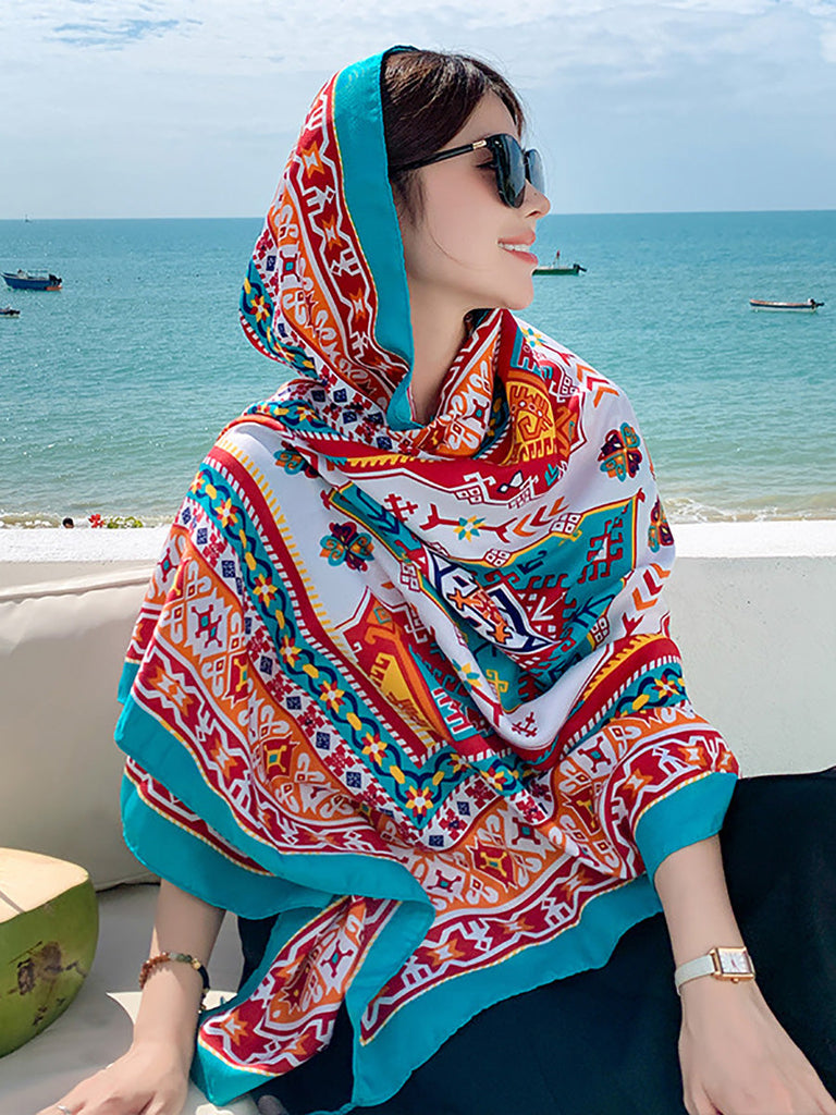 Women Summer Bohemia Print Travel Shawl Scarf CX047 BUYKUD